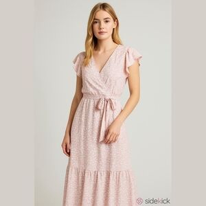 PrettyGarden Elegant Pink Floral Maxi Dress